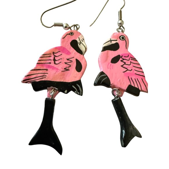 Flamingo Dangle Earrings - Picture 1 of 3